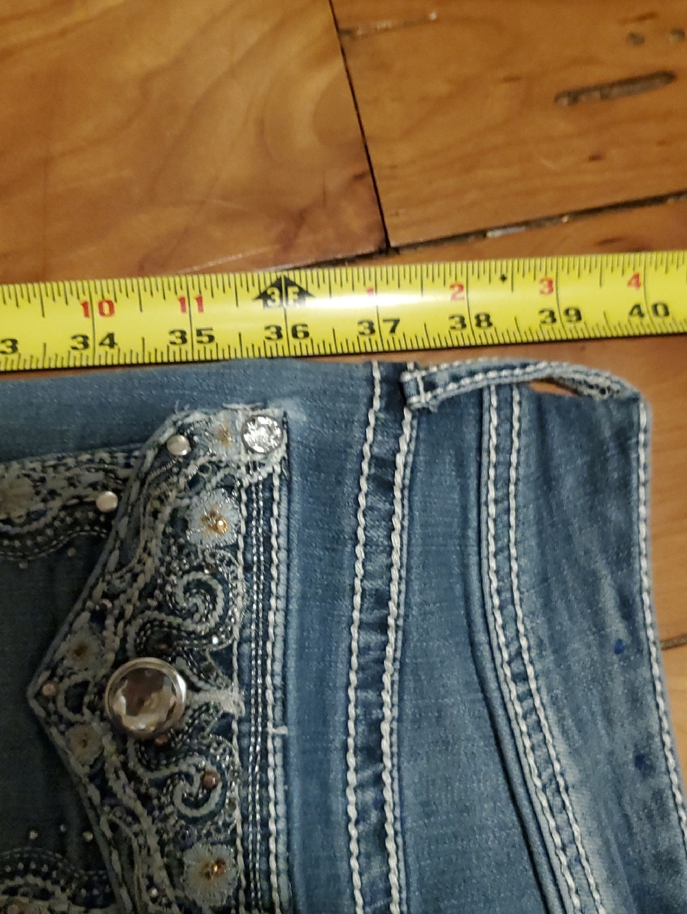 Apt. 9  Beautifully Embelished Women's Light Blue Flare Jeans - Picture 11 of 15